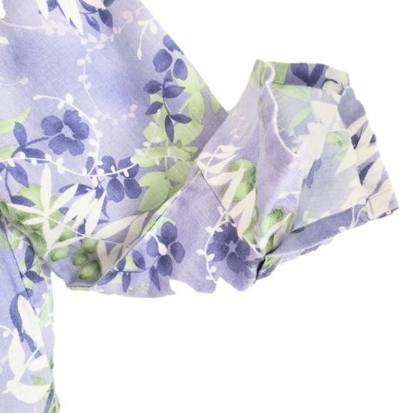 2/$35 Sale JM Colection 100% Linen Jacket-Blouse Lilac Print Size 12 Like New - Picture 7 of 12